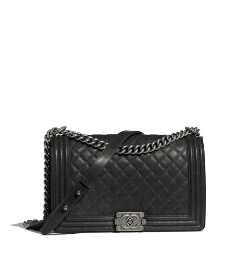 chanel enchained|Large boy chanel handbag, Calfskin & ruthenium.